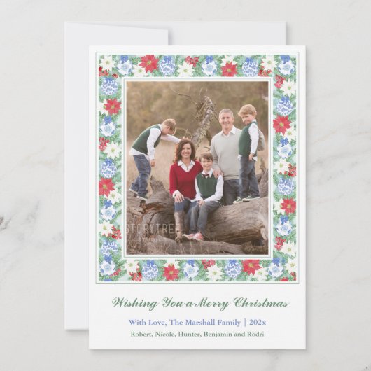 Feestelijk Botanisch Lijst Vrolijk Kerstfeest Feestdagenkaart (Voorkant)