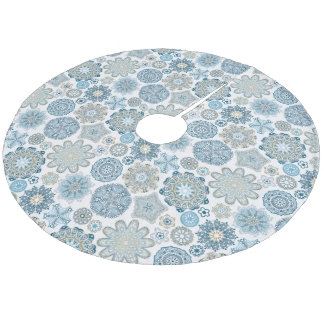 Feestelijk Chique Bloemen Mandala Sneeuwvlokken pa Fleece Kerstboom Rok