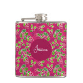 Feestelijk Cranberry Fruit Pattern, Fuchsia Heupfles (Voorkant)