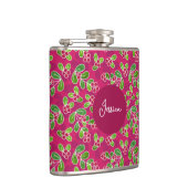 Feestelijk Cranberry Fruit Pattern, Fuchsia Heupfles (Rechts)