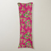 Feestelijk Cranberry Fruit Pattern, Fuchsia Lichaamskussen (Voorkant Verticaal)