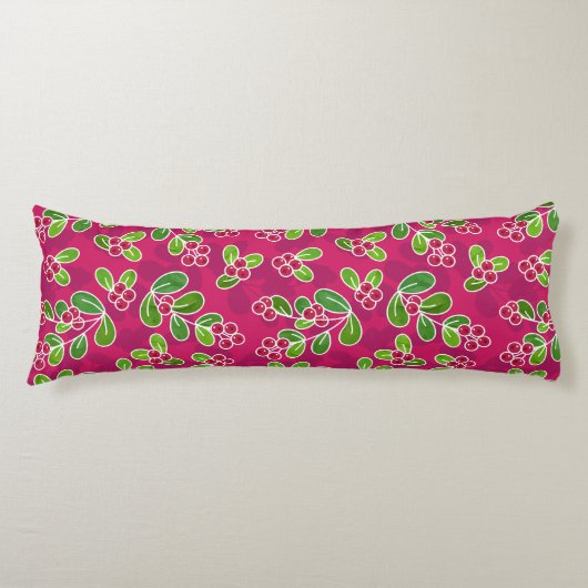 Feestelijk Cranberry Fruit Pattern, Fuchsia Lichaamskussen (Voorkant)