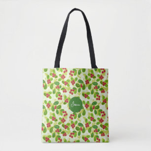 Feestelijk Cranberry fruitpatroon, groen Draagtas