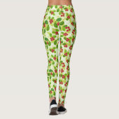 Feestelijk Cranberry fruitpatroon, groen Leggings (Achterkant)