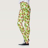 Feestelijk Cranberry fruitpatroon, groen Leggings (Links)
