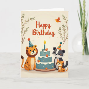 Feestelijk Dieren Taart Kaart
