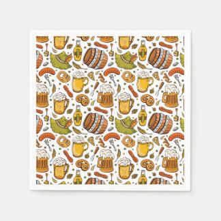 Feestelijk Duits Oktoberfest bier en worstjes Servet