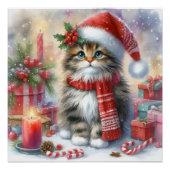 Feestelijk en Schattig, Gezellig Kerstkitten Perfect Poster (Voorkant)
