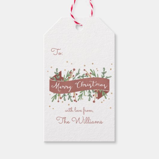 Feestelijk Foliage Christmas Gift Label Cadeaulabel (Voorkant)