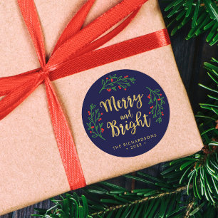 Feestelijk Foliage Vrolijk en Heldere Vakantie Ronde Sticker