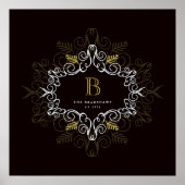 Feestelijk gebladerte Art Deco Monogram Vakantie Poster (Voorkant)