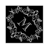 Feestelijk gebladerte Art Deco Monogram Vakantie Rubberstempel (Afrduk)
