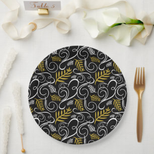 Feestelijk gebladerte Art Deco Patroon  Vakantie Papieren Bordje