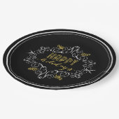 Feestelijk gebladerte Art Deco Prettige feestdage Papieren Bordje (Gekanteld)