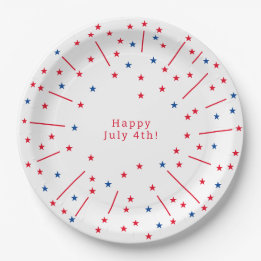 Feestelijk Gelukkig 4 juli Vuurwerk en Sterren Fee Papieren Bordje