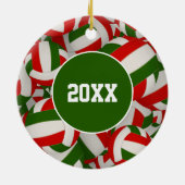feestelijk gepersonaliseerd rood-groen volleybal keramisch ornament (Achterkant)