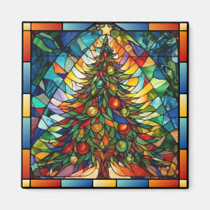 Feestelijk Glas-in-Lood Kerstmis Magneet