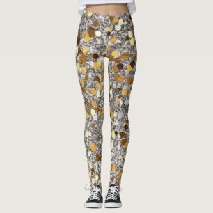 Feestelijk goud gemengd tegelpatroon New Years Leggings