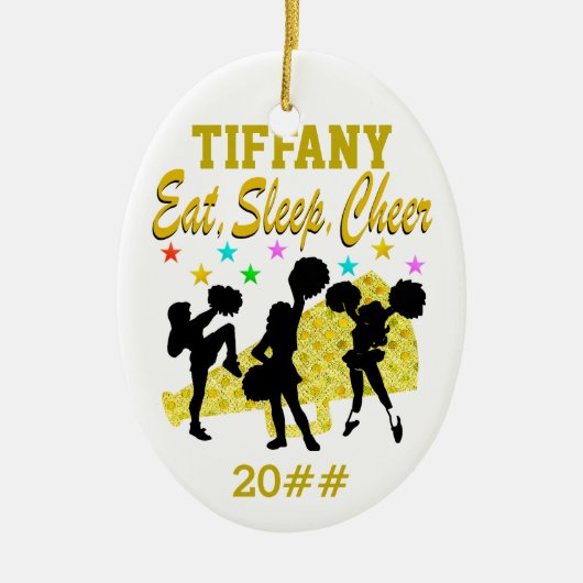 FEESTELIJK GOUD GEPERSONALISEERD KERSTORNAMENT KERAMISCH ORNAMENT (Voorkant)
