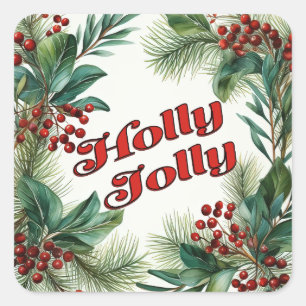 Feestelijk groen kerstscript vierkante sticker