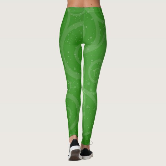 feestelijk groen met wervelingen en cirkels leggings (Achterkant)