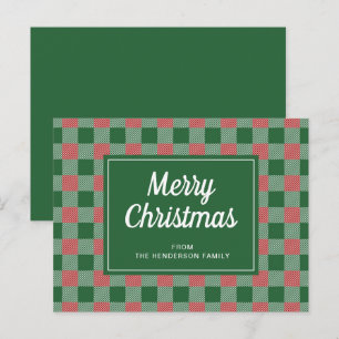 Feestelijk Groen Plaid Vrolijk Kerstschrift Briefkaart