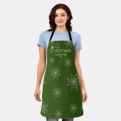 Feestelijk groen | Sneeuwvlokken Vrolijk kerstfees Schort (Gedragen)