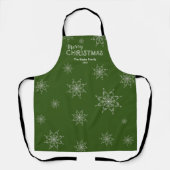 Feestelijk groen | Sneeuwvlokken Vrolijk kerstfees Schort (Voorkant)