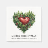 Feestelijk groenblijvend hart servet (Voorkant)