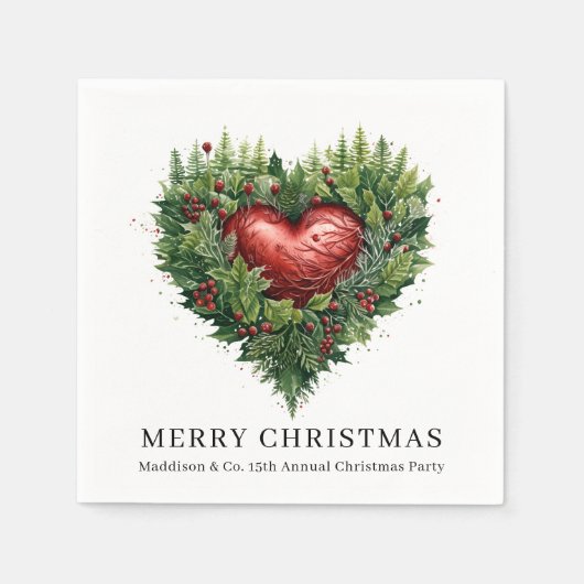Feestelijk groenblijvend hart servet (Voorkant)