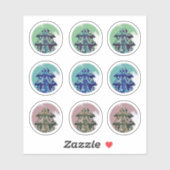 Feestelijk groene blauwe versierde kerstboom sticker (Vel)