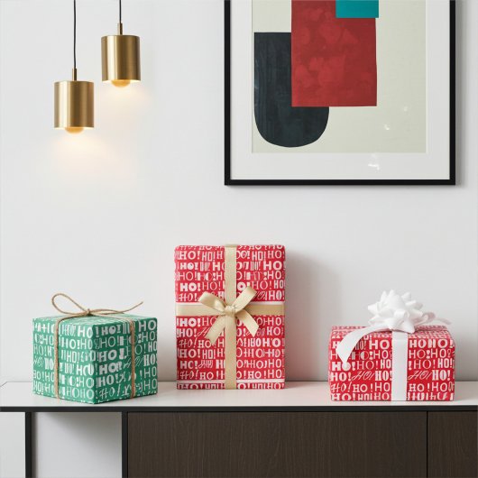 Feestelijk Helder en Kleurrijk "HO! HO! HO! Christ Inpakpapier Vel