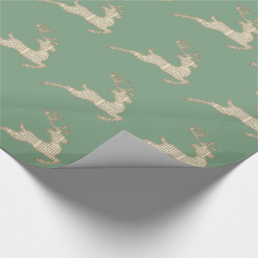 Feestelijk hertenpatroon groene Kerstmis Cadeaupapier (Hoek)
