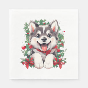 Feestelijk Husky Puppy Classic T-shirt Servet
