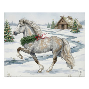 Feestelijk IJslands paard in winterlandschap Perfect Poster
