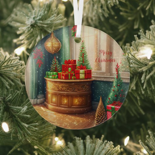 Feestelijk ingerichte kamer, traditionele kerst - glas ornament (Insitu)