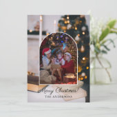 Feestelijk ingerichte kerstboom met geschenkdozen feestdagenkaart (Staand voorkant)