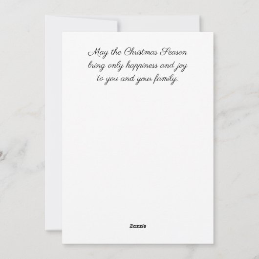 Feestelijk ingerichte kerstboom met geschenkdozen feestdagenkaart (Achterkant)