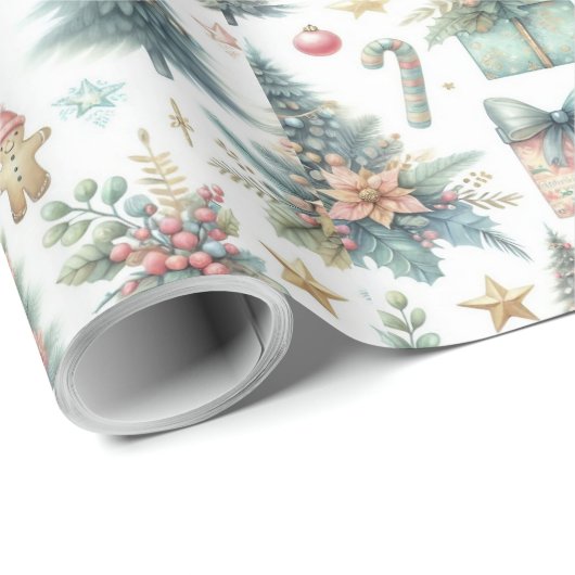 Feestelijk inpakpapier met ornamenten (Rol Hoek)