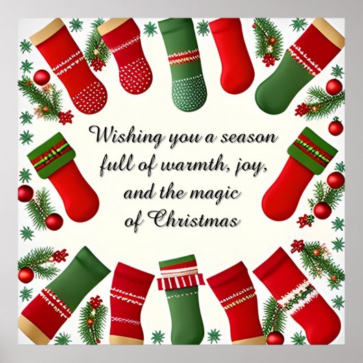 Feestelijk Kerst Lijst met Pine Branches Poster (Voorkant)