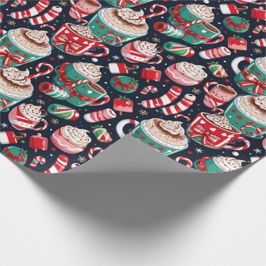 Feestelijk Kerst Snoep Cadeaupapier (Hoek)