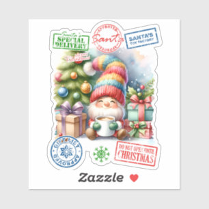 Feestelijk Kerst sticker met een vrolijke elf