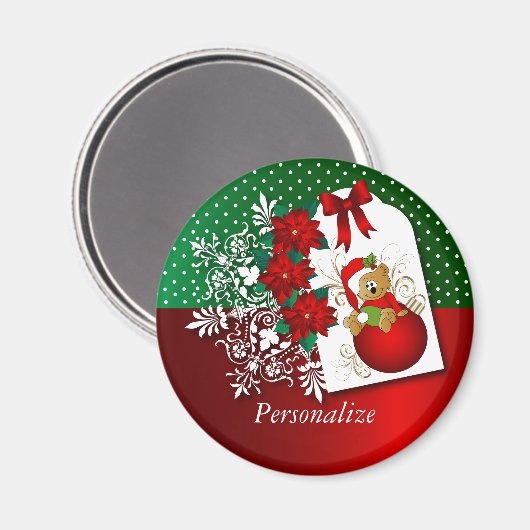 Feestelijk Kerstfeest Beer Magneet (Voorkant / Achterkant)