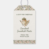 Feestelijk Kerstgroen Rode bessen Eten Cadeaulabel (Achterkant)