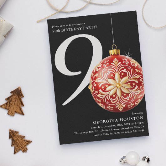 Feestelijk Kerstmis Bauble 90ste Verjaardagsfeest Kaart