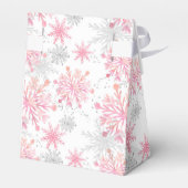 Feestelijk Kerstmis roze sneeuwvlok grijs feest Bedankdoosjes (Achterkant)