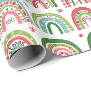 Feestelijk Kerstmoderne Regenboogpatroon Cadeaupapier