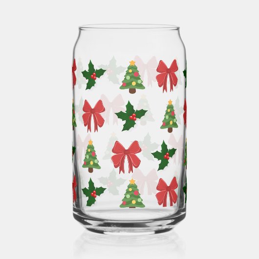 feestelijk kerstpatroon blikvorm glas (Links)