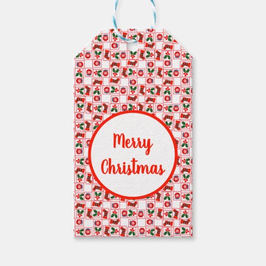 Feestelijk kerstpatroon cadeaulabel (Voorkant)