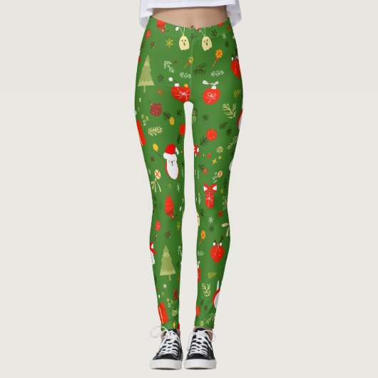 feestelijk kerstpatroon leggings (Voorkant)